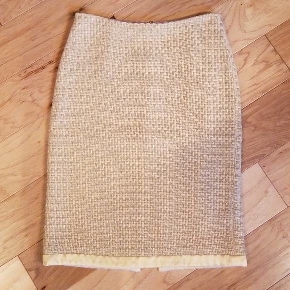 Milly Dresses & Skirts - Milly sz 4 Tan and Gold Woven Pencil Skirt